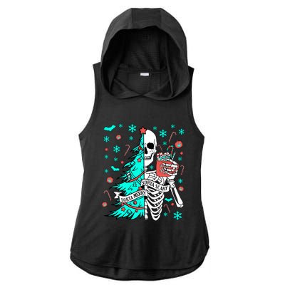 Sorta Merry Sorta Scary Funny Christmas Skeleton Tree Santa Gift Ladies PosiCharge Tri-Blend Wicking Draft Hoodie Tank