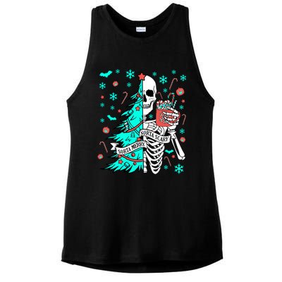 Sorta Merry Sorta Scary Funny Christmas Skeleton Tree Santa Gift Ladies PosiCharge Tri-Blend Wicking Tank