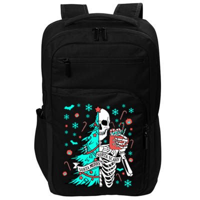 Sorta Merry Sorta Scary Funny Christmas Skeleton Tree Santa Gift Impact Tech Backpack