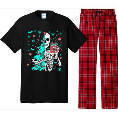 Sorta Merry Sorta Scary Funny Christmas Skeleton Tree Santa Gift Pajama Set