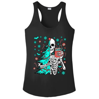 Sorta Merry Sorta Scary Funny Christmas Skeleton Tree Santa Gift Ladies PosiCharge Competitor Racerback Tank