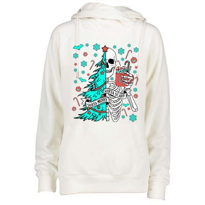 Sorta Merry Sorta Scary Funny Christmas Skeleton Tree Santa Gift Womens Funnel Neck Pullover Hood