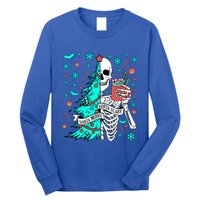 Sorta Merry Sorta Scary Funny Christmas Skeleton Tree Santa Gift Long Sleeve Shirt