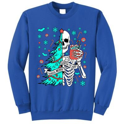 Sorta Merry Sorta Scary Funny Christmas Skeleton Tree Santa Gift Sweatshirt