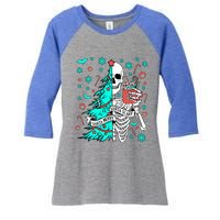 Sorta Merry Sorta Scary Funny Christmas Skeleton Tree Santa Gift Women's Tri-Blend 3/4-Sleeve Raglan Shirt