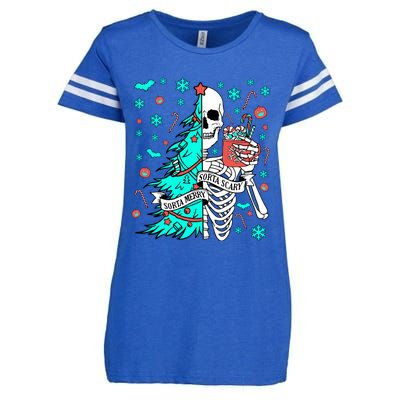 Sorta Merry Sorta Scary Funny Christmas Skeleton Tree Santa Gift Enza Ladies Jersey Football T-Shirt