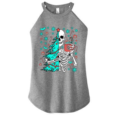 Sorta Merry Sorta Scary Funny Christmas Skeleton Tree Santa Gift Women's Perfect Tri Rocker Tank