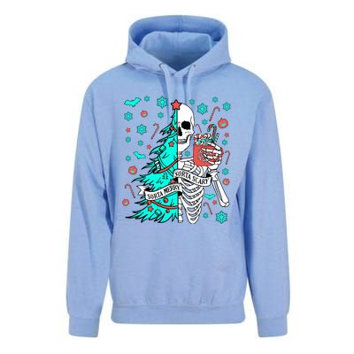 Sorta Merry Sorta Scary Funny Christmas Skeleton Tree Santa Gift Unisex Surf Hoodie