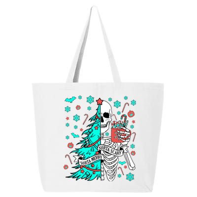 Sorta Merry Sorta Scary Funny Christmas Skeleton Tree Santa Gift 25L Jumbo Tote