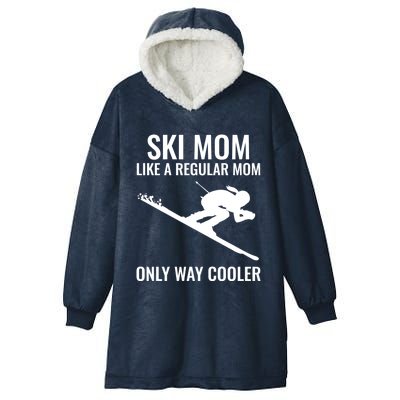 Ski Mom Skiing Gift Hooded Wearable Blanket