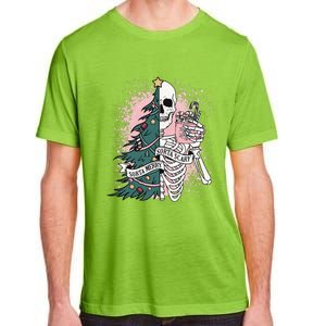 Sorta Merry Sorta Scary Funny Christmas Skeleton Bleached  Adult ChromaSoft Performance T-Shirt