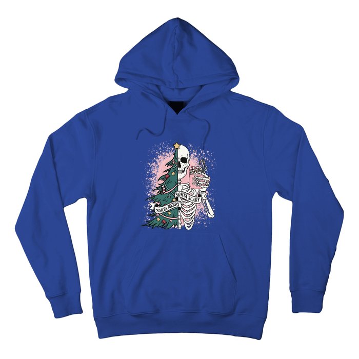 Sorta Merry Sorta Scary Funny Christmas Skeleton Bleached  Hoodie