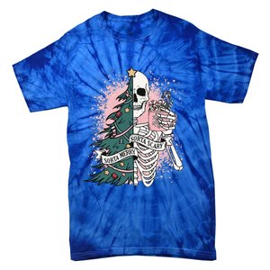 Sorta Merry Sorta Scary Funny Christmas Skeleton Bleached  Tie-Dye T-Shirt