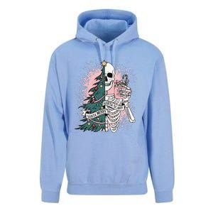 Sorta Merry Sorta Scary Funny Christmas Skeleton Bleached  Unisex Surf Hoodie