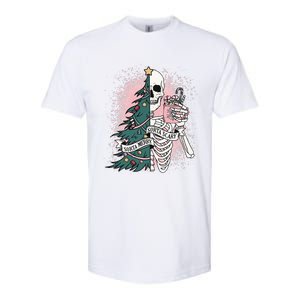 Sorta Merry Sorta Scary Funny Christmas Skeleton Bleached  Softstyle CVC T-Shirt