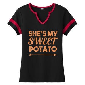 Shes My Sweet Potato Gift I Yam Matching Thanksgiving Gift Ladies Halftime Notch Neck Tee