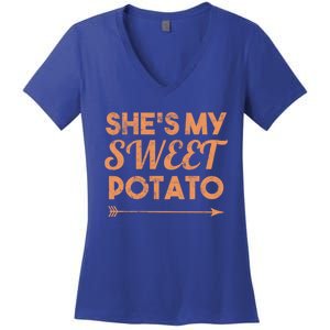 Shes My Sweet Potato Gift I Yam Matching Thanksgiving Gift Women's V-Neck T-Shirt