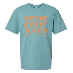 Shes My Sweet Potato Gift I Yam Matching Thanksgiving Gift Sueded Cloud Jersey T-Shirt