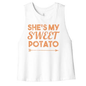 Shes My Sweet Potato Gift I Yam Matching Thanksgiving Gift Women's Racerback Cropped Tank