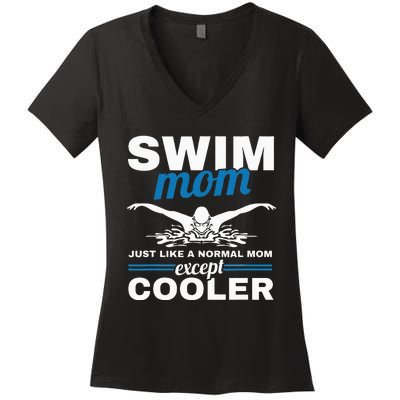 Swimmer Mother Swimming  Swim Mom Like A Normal Mom Women's V-Neck T-Shirt