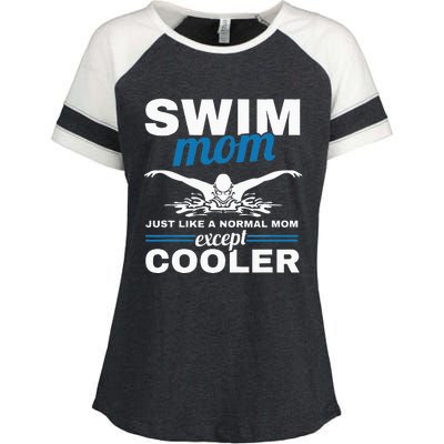 Swimmer Mother Swimming  Swim Mom Like A Normal Mom Enza Ladies Jersey Colorblock Tee