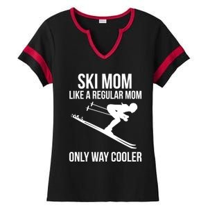 Ski Mom Skiing Gift Ladies Halftime Notch Neck Tee