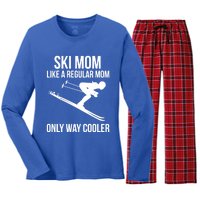 Ski Mom Skiing Gift Women's Long Sleeve Flannel Pajama Set 