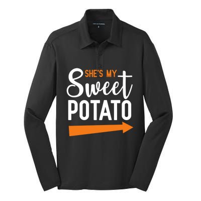 Shes My Sweet Potato Yam Couple Halloween Gift Silk Touch Performance Long Sleeve Polo