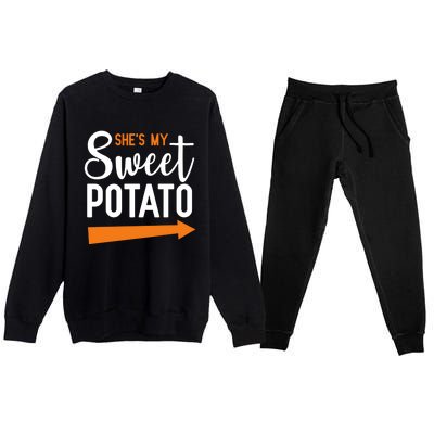 Shes My Sweet Potato Yam Couple Halloween Gift Premium Crewneck Sweatsuit Set