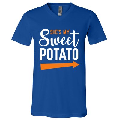 Shes My Sweet Potato Yam Couple Halloween Gift V-Neck T-Shirt