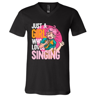 Singing | Musician Singer | Just A Girl Who Loves Singing V-Neck T-Shirt