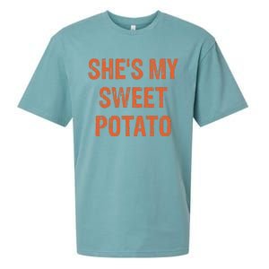 SheS My Sweet Potato I Yam Funny Set Couples Thanksgiving Gift Sueded Cloud Jersey T-Shirt