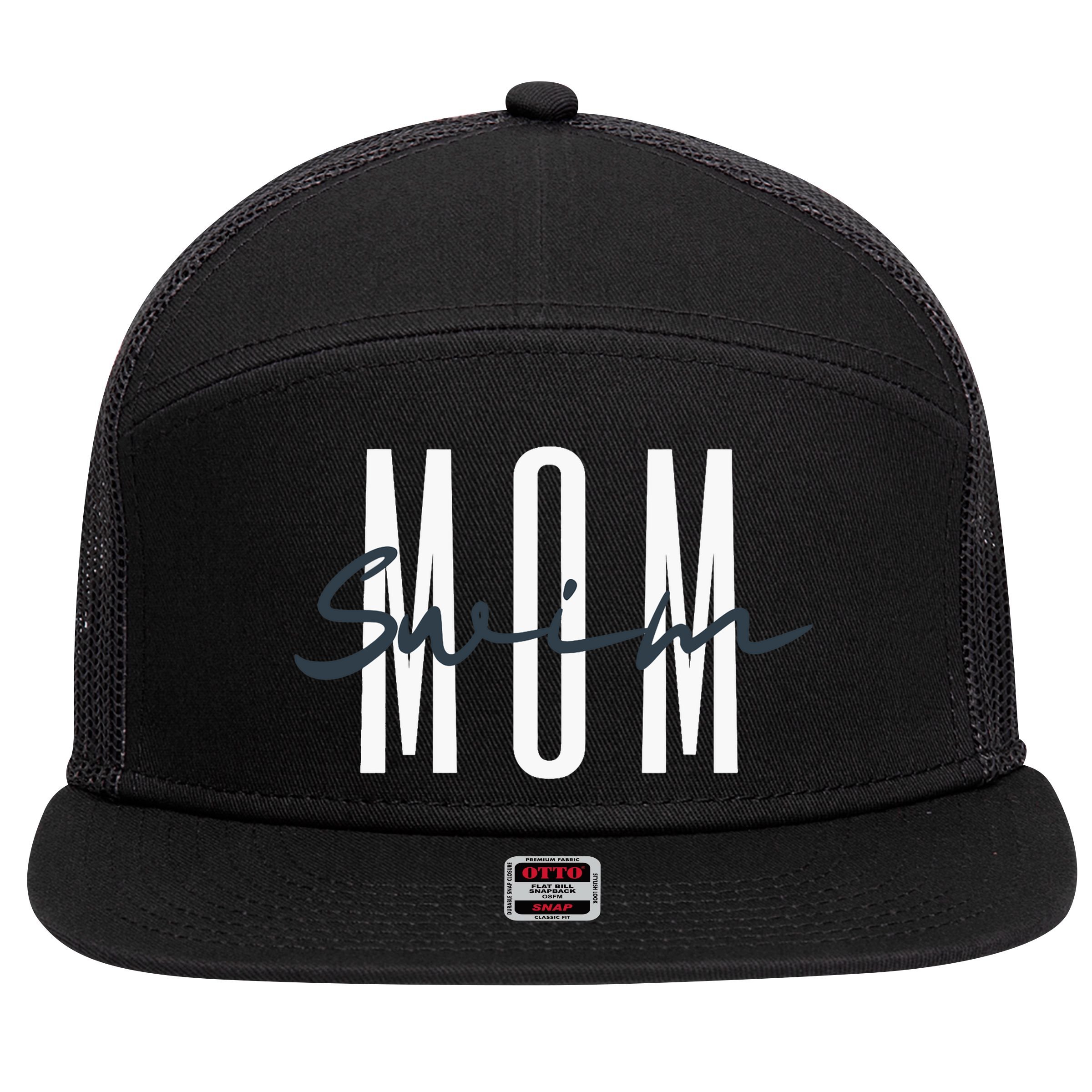 Swim Mom Swim Mama Swim Team Swimmers Mother 7 Panel Mesh Trucker Snapback Hat