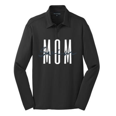 Swim Mom Swim Mama Swim Team Swimmers Mother Silk Touch Performance Long Sleeve Polo