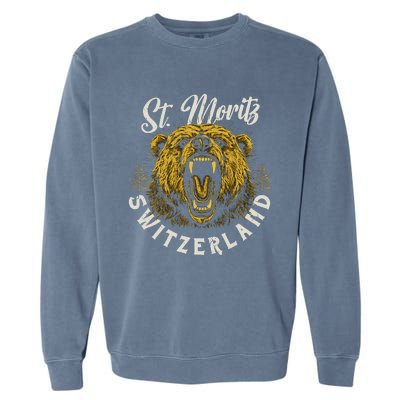 St. Moritz Switzerland Hiking Outdoor Graphic Garment-Dyed Sweatshirt