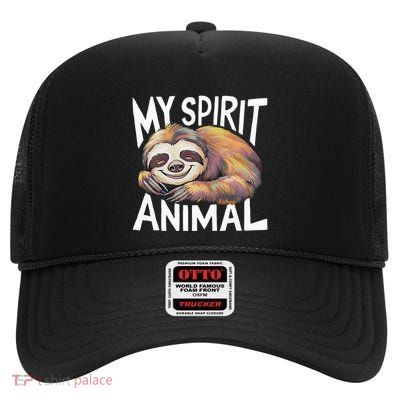 Sloth My Spirit Animal High Crown Mesh Back Trucker Hat