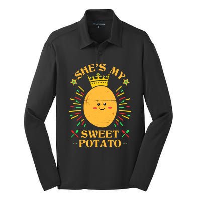 Shes My Sweet Potato I Yam Funny Thanksgiving Couples Gift Silk Touch Performance Long Sleeve Polo