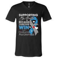 Supporting My Sister T1D Diabetic Type 1 Diabetes Awareness V-Neck T-Shirt