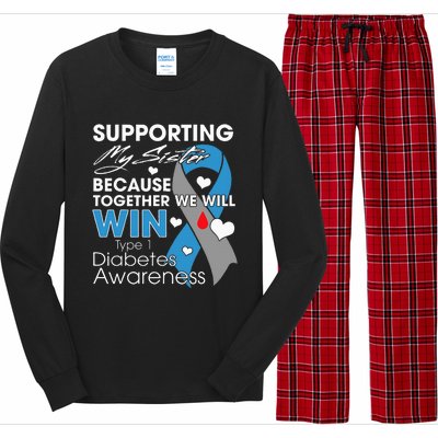 Supporting My Sister T1D Diabetic Type 1 Diabetes Awareness Long Sleeve Pajama Set