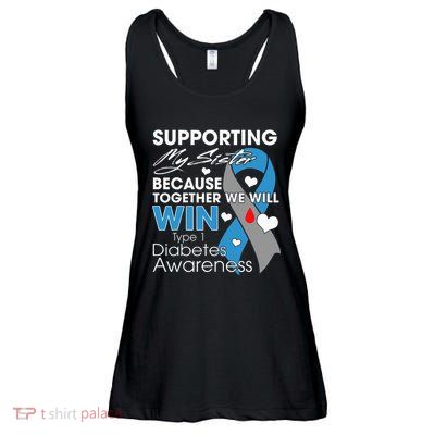 Supporting My Sister T1D Diabetic Type 1 Diabetes Awareness Ladies Essential Flowy Tank