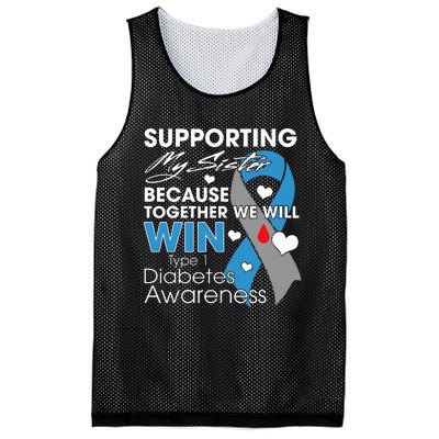 Supporting My Sister T1D Diabetic Type 1 Diabetes Awareness Mesh Reversible Basketball Jersey Tank