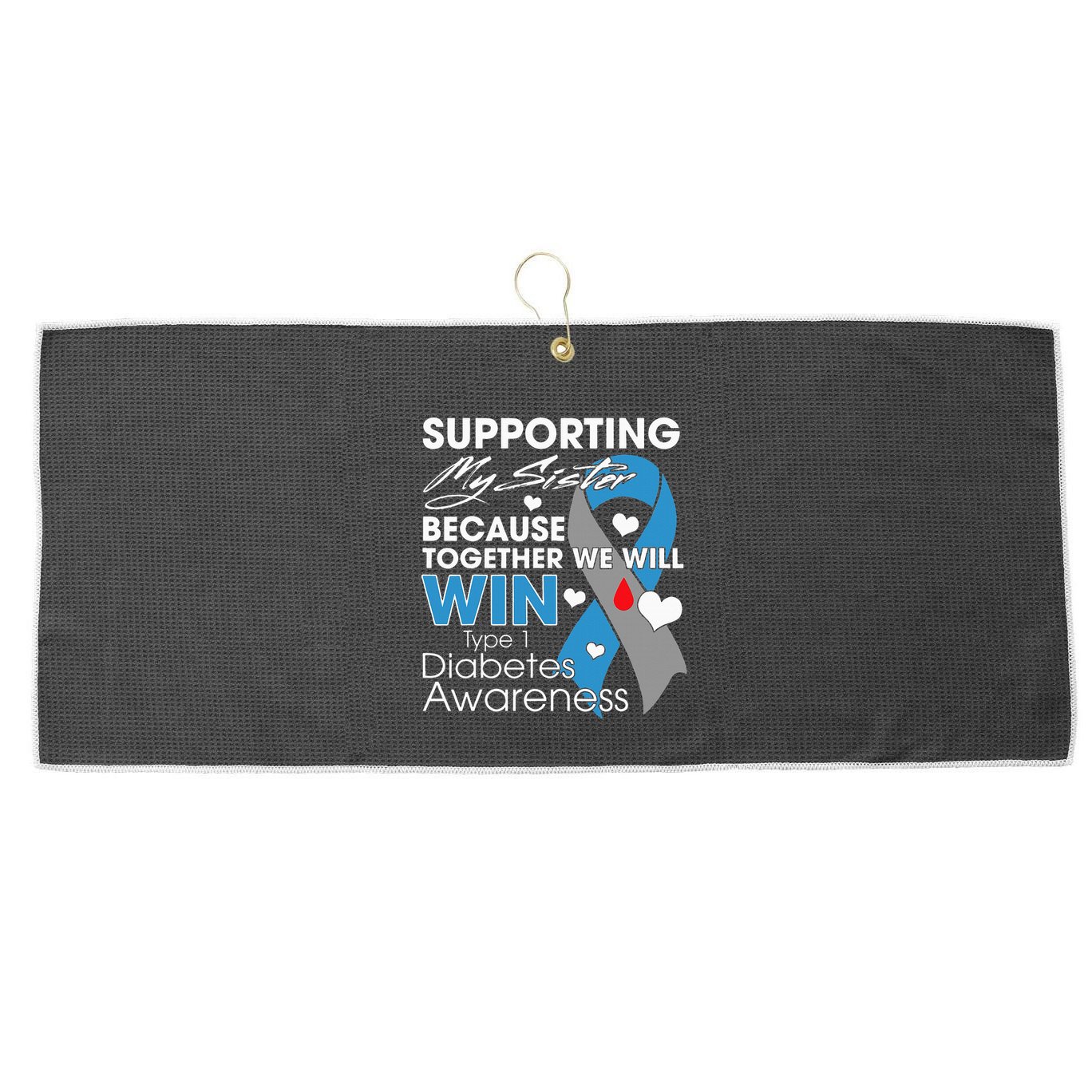 Supporting My Sister T1D Diabetic Type 1 Diabetes Awareness Large Microfiber Waffle Golf Towel