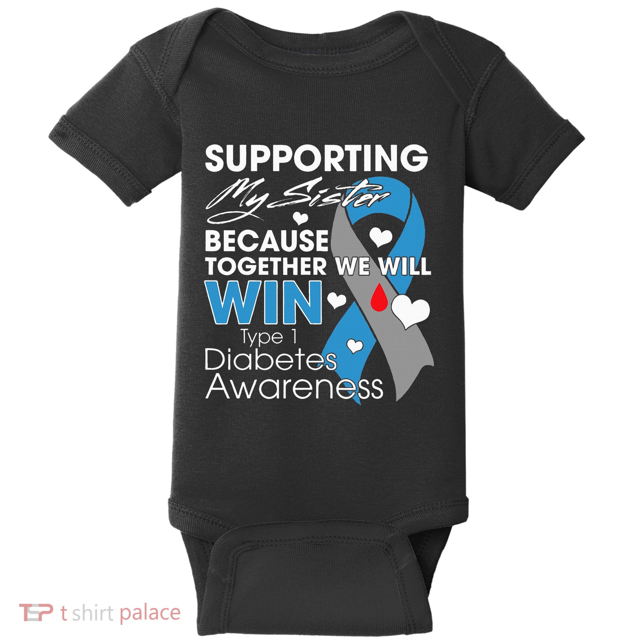 Supporting My Sister T1D Diabetic Type 1 Diabetes Awareness Baby Bodysuit