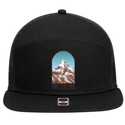 Switzerland Mountain 7 Panel Mesh Trucker Snapback Hat