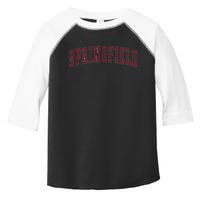 Springfield Massachusetts Souvenir Sport College Style Text Toddler Fine Jersey T-Shirt