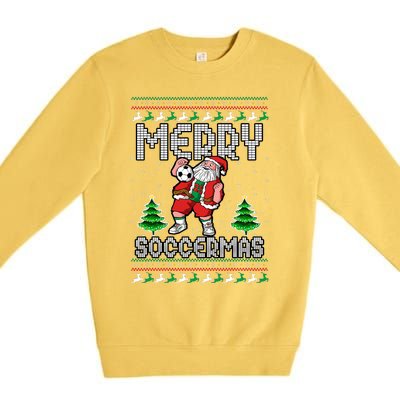 Soccer Merry Soccermas Ugly Christmas Sweater Santa Claus Premium Crewneck Sweatshirt