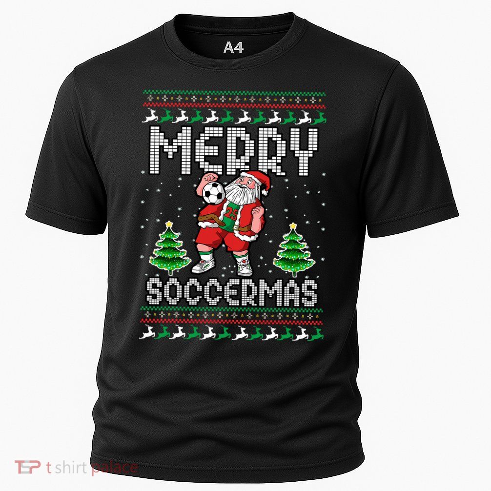 Soccer Merry Soccermas Ugly Christmas Sweater Santa Claus Performance Shirt