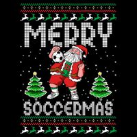 Soccer Merry Soccermas Ugly Christmas Sweater Santa Claus Cooling Performance Crew T-Shirt