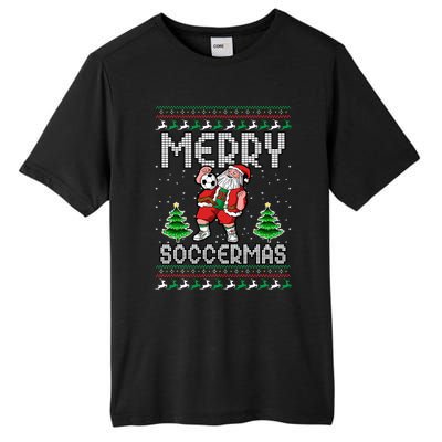 Soccer Merry Soccermas Ugly Christmas Sweater Santa Claus Tall Fusion ChromaSoft Performance T-Shirt