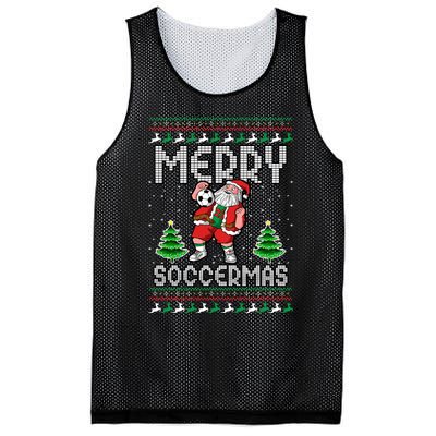 Soccer Merry Soccermas Ugly Christmas Sweater Santa Claus Mesh Reversible Basketball Jersey Tank